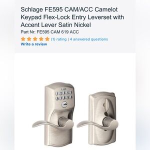 The Schlage FE595 CAM/ACC Camelot Keypad Flex